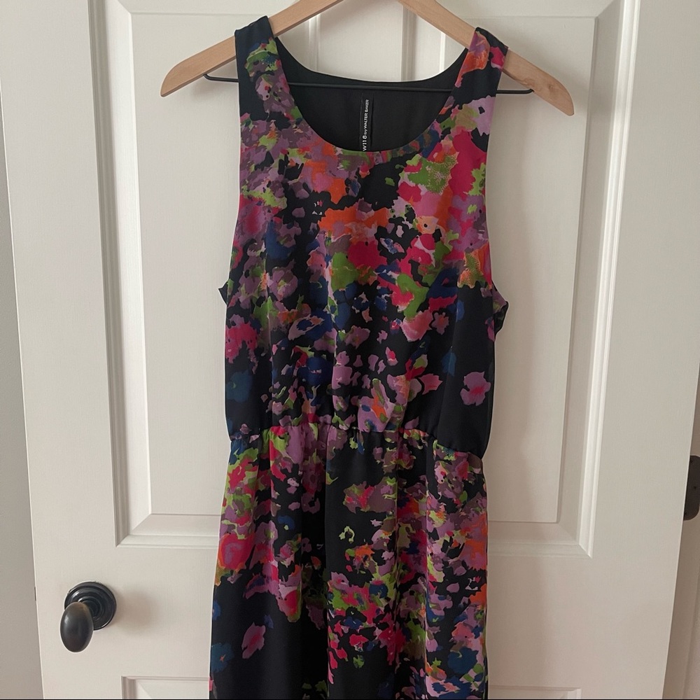 W118 by Walter Baker Black Floral Sheer Maxi Dress, Small